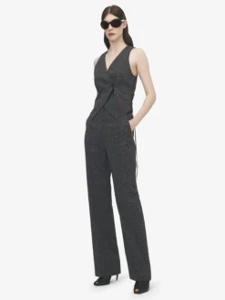 Pantaloni sartoriali con motivo gessato screziato da Donna in Grigio
