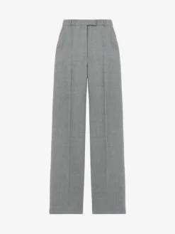 Pantaloni sartoriali in lana grisaglia da Donna in Nero/Avorio