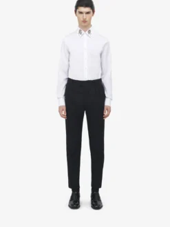 Pantaloni smoking con dettaglio plissettato da Uomo in Nero