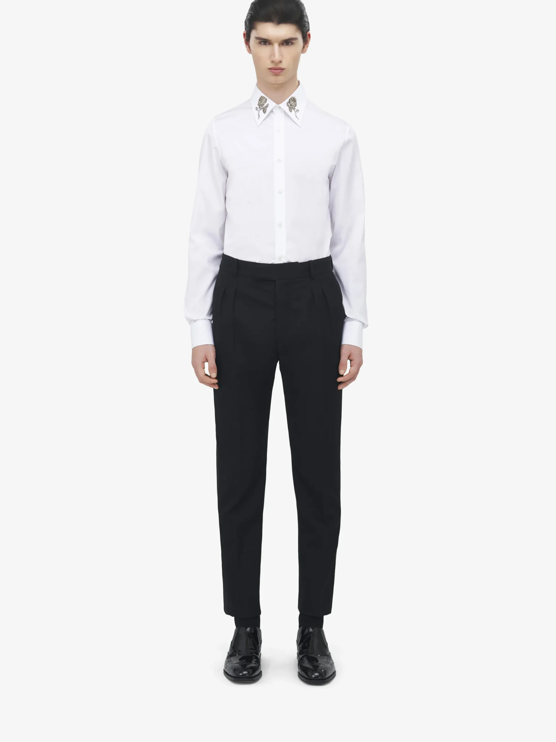 Pantaloni smoking con dettaglio plissettato da Uomo in Nero