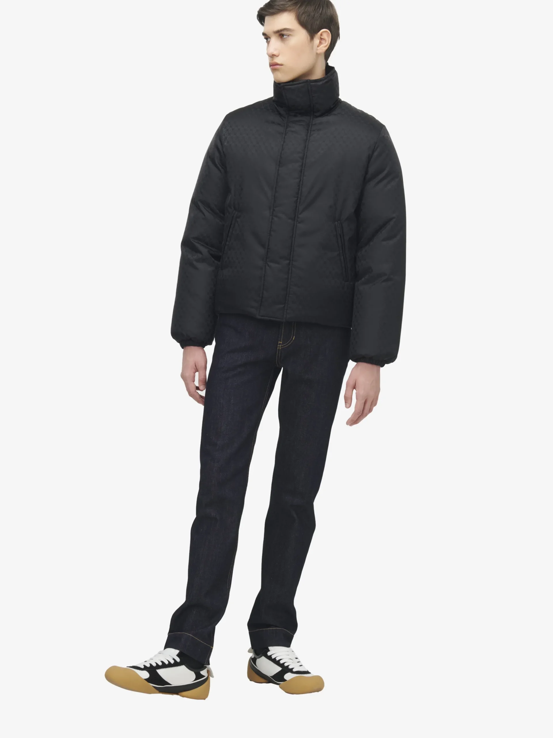 Piumino in jacquard Skull da Uomo in Nero