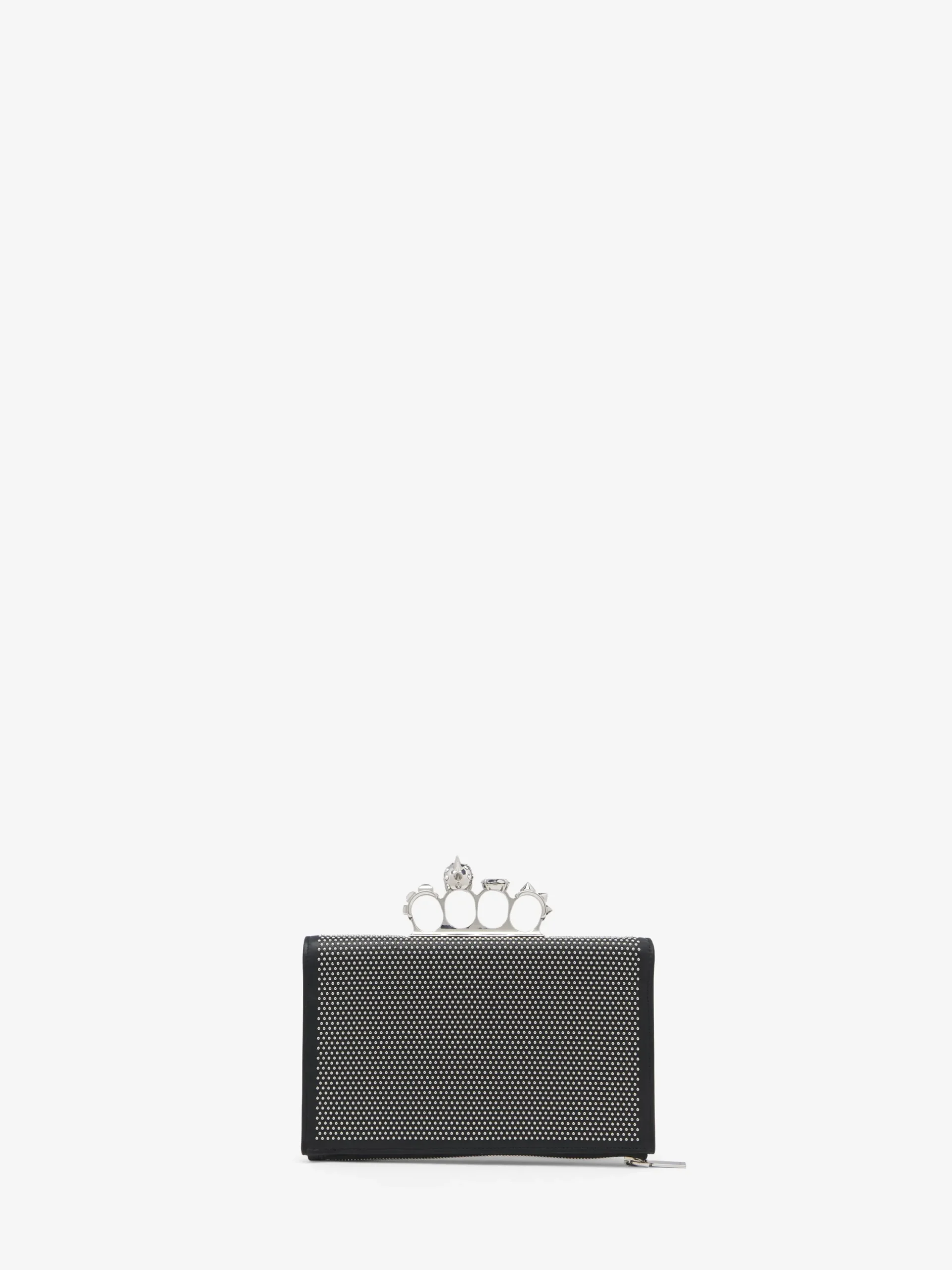 Pochette Knuckle piatta da Donna in Nero/Argento
