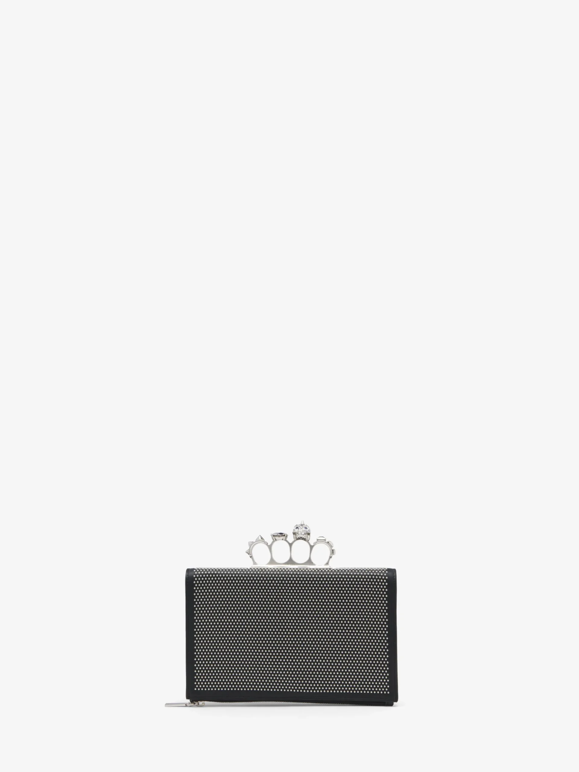 Pochette Knuckle piatta da Donna in Nero/Argento