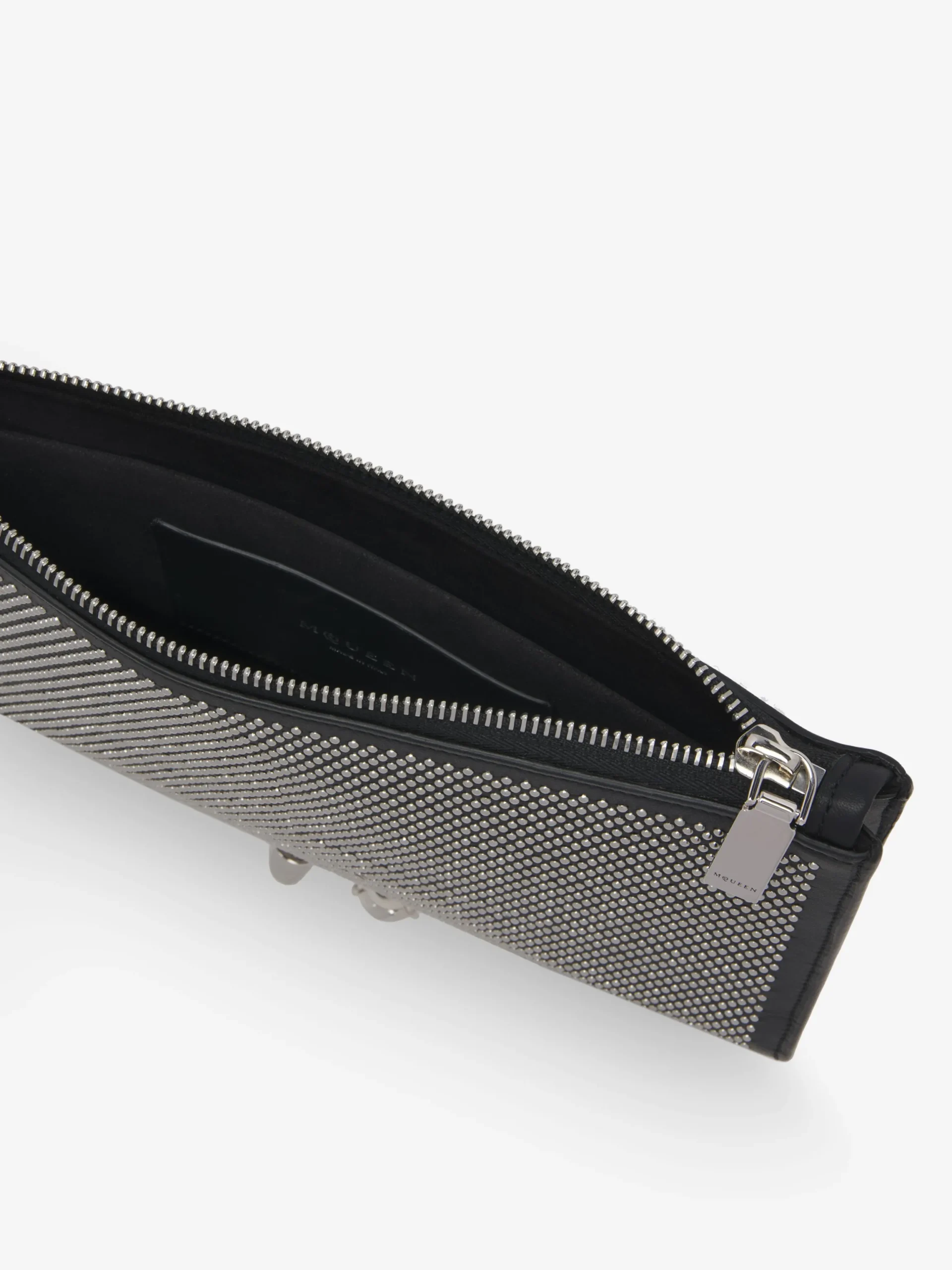 Pochette Knuckle piatta da Donna in Nero/Argento