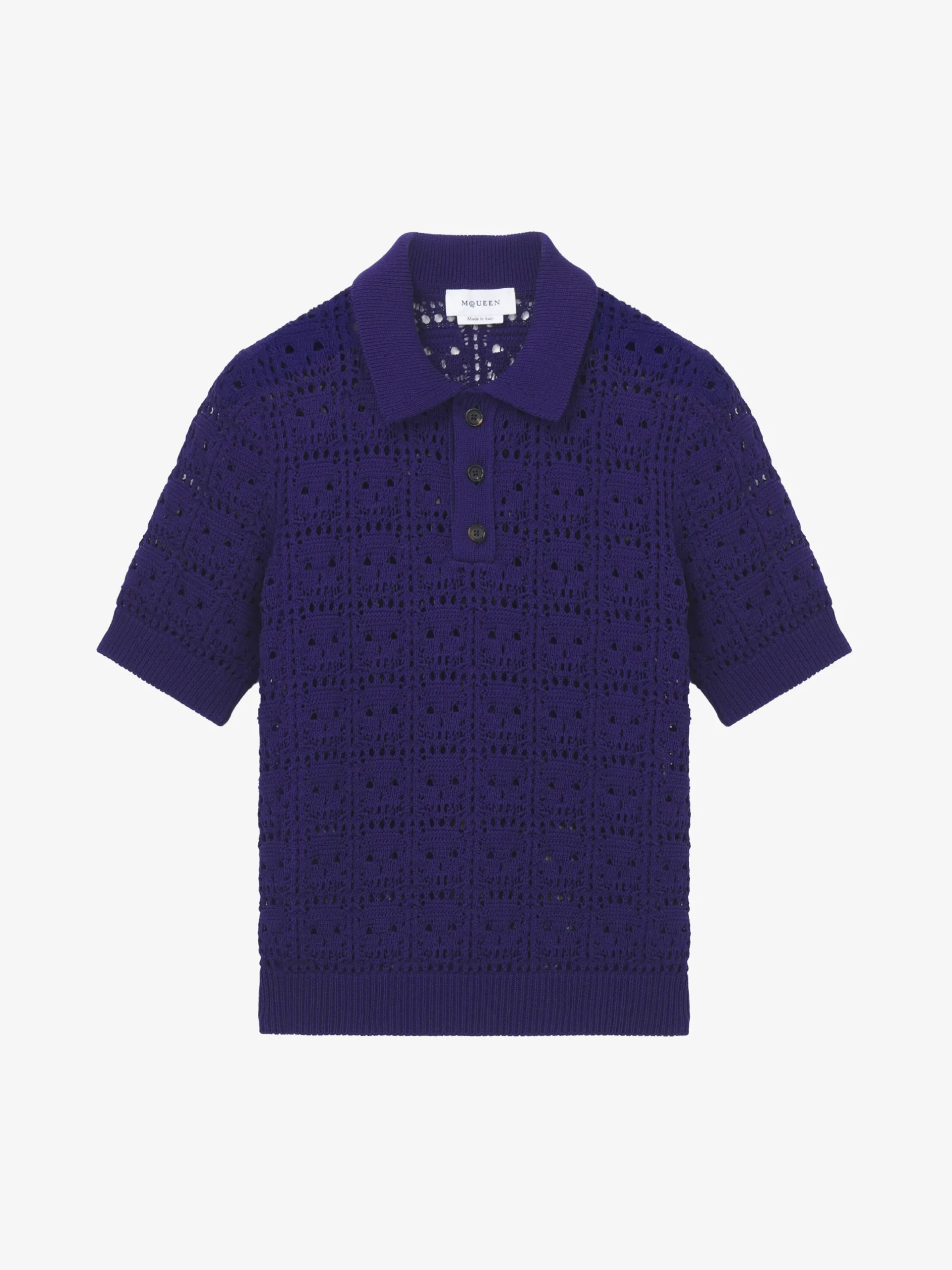 Polo Skull a punto uncinetto da Uomo in Blu Navy