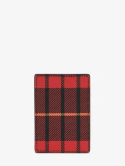 Portacarte magnetico tartan da Uomo in Rosso/Nero/Giallo