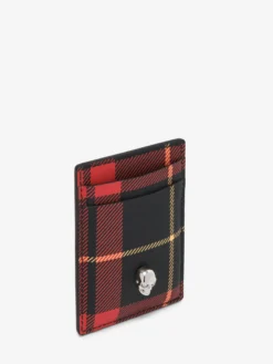 Portacarte magnetico tartan da Uomo in Rosso/Nero/Giallo
