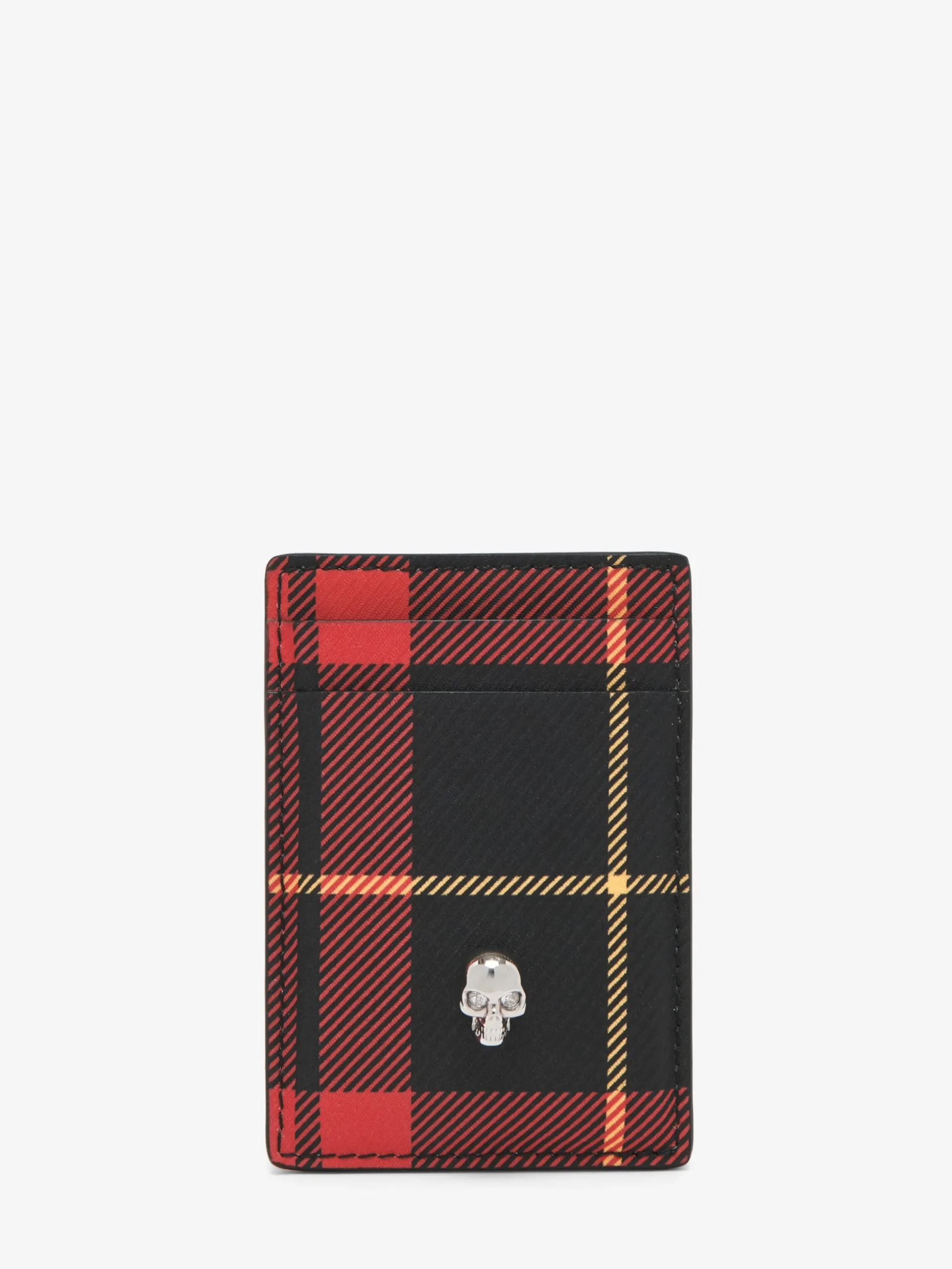 Portacarte magnetico tartan da Uomo in Rosso/Nero/Giallo