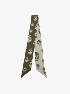 Sciarpa Skull a nastro da Donna in Verde oliva