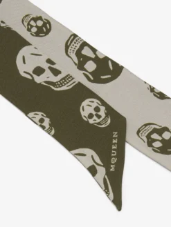 Sciarpa Skull a nastro da Donna in Verde oliva