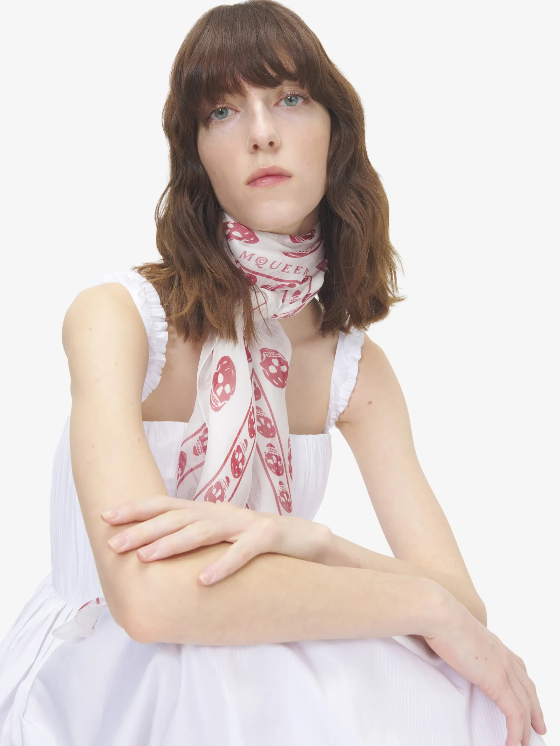 Sciarpa Skull classica da Donna in Avorio/Blush