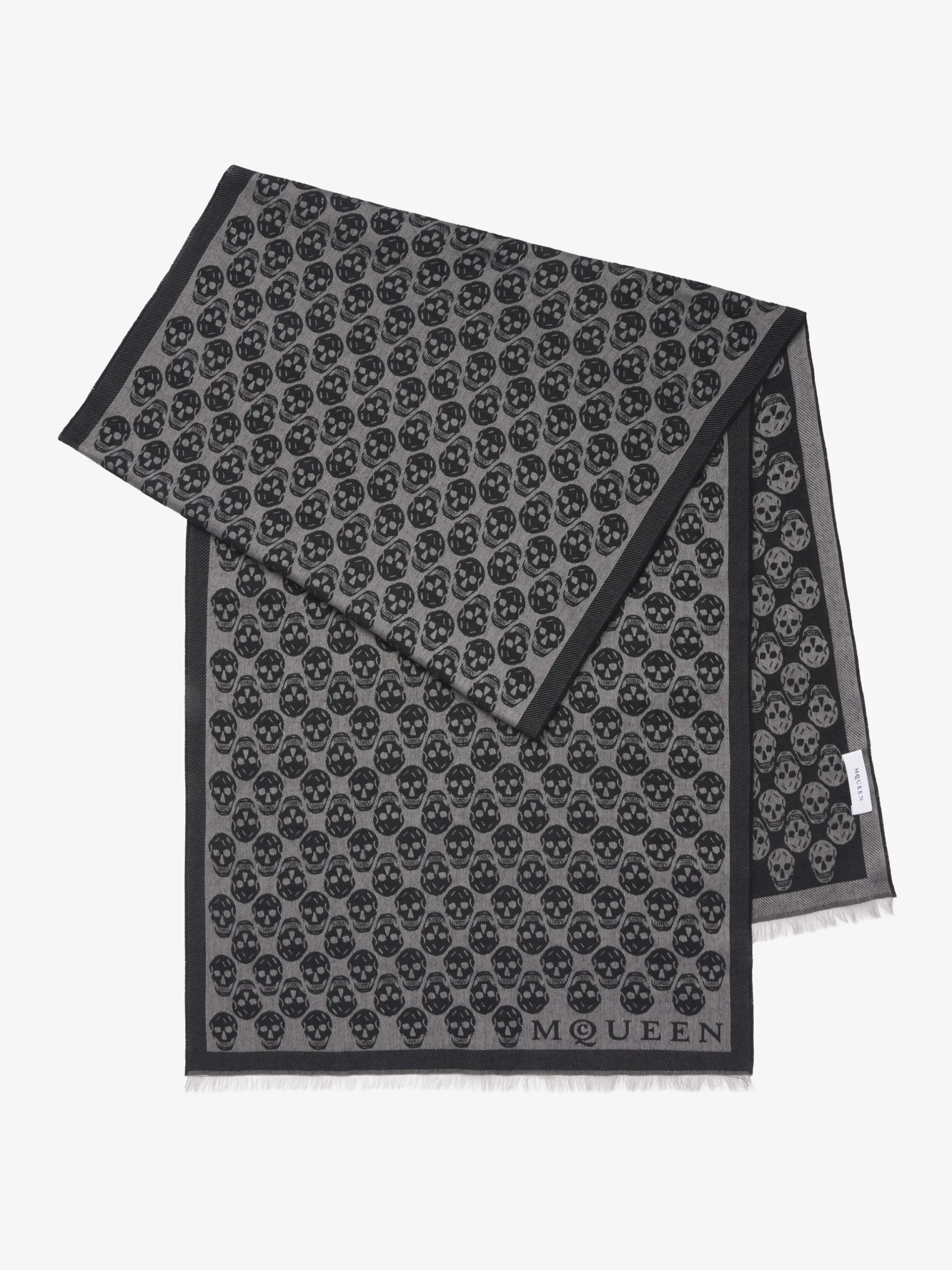Sciarpa Skull in jacquard da Uomo in Grigio/Nero