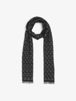 Sciarpa Skull Monogram da Uomo in Nero/Grigio