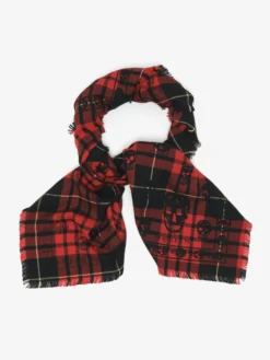 Sciarpa Skull tartan da Uomo in Rosso/Nero