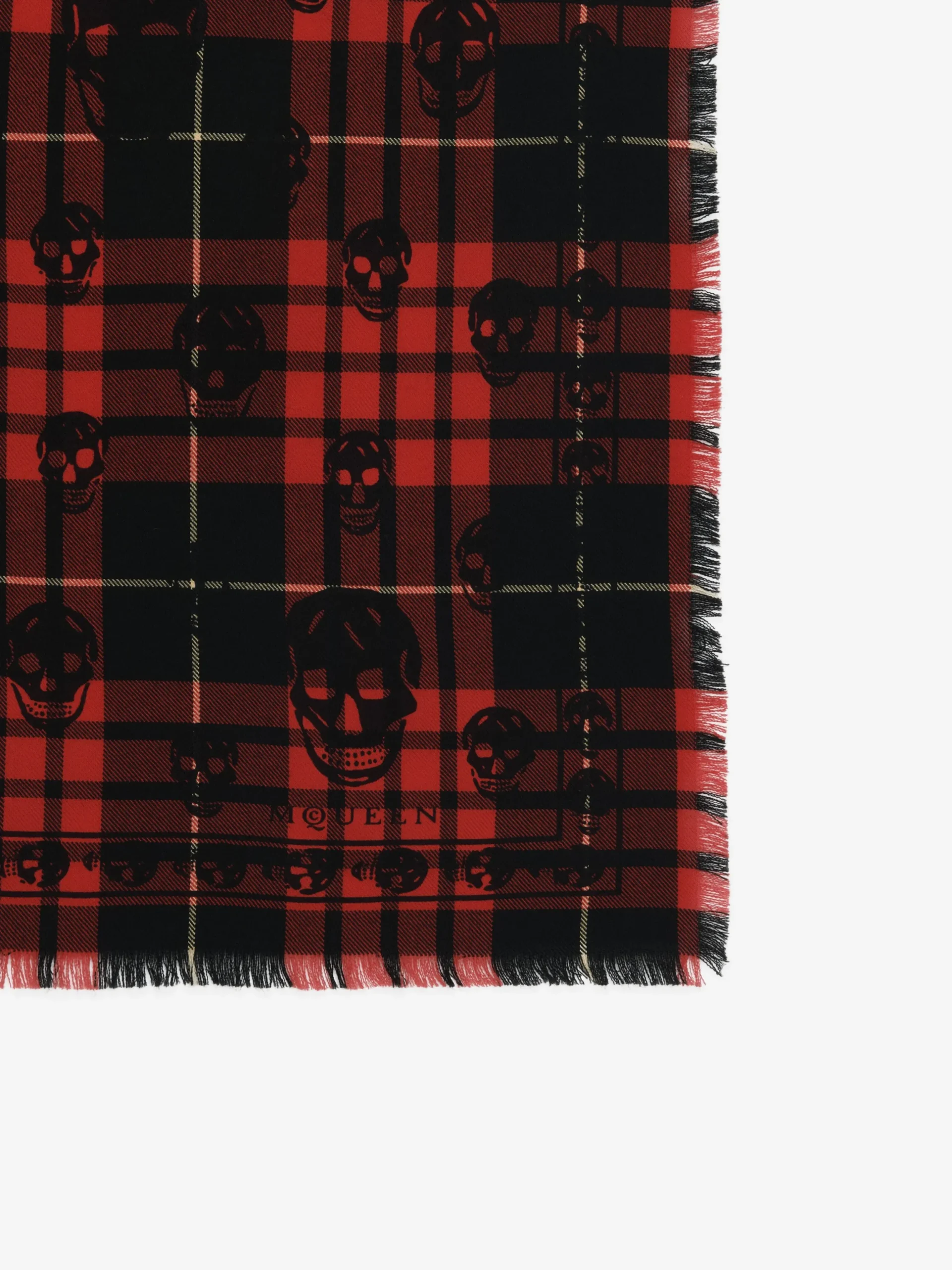 Sciarpa Skull tartan da Uomo in Rosso/Nero