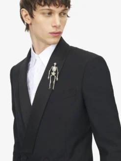Spilla Dancing Skeleton da Uomo in Finitura argento