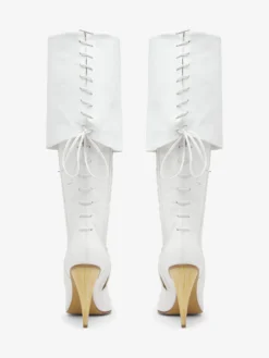 Stivali al ginocchio con tacco a corno da Donna in Bianco