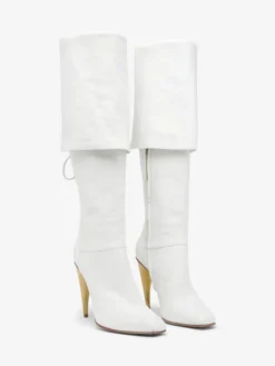 Stivali al ginocchio con tacco a corno da Donna in Bianco