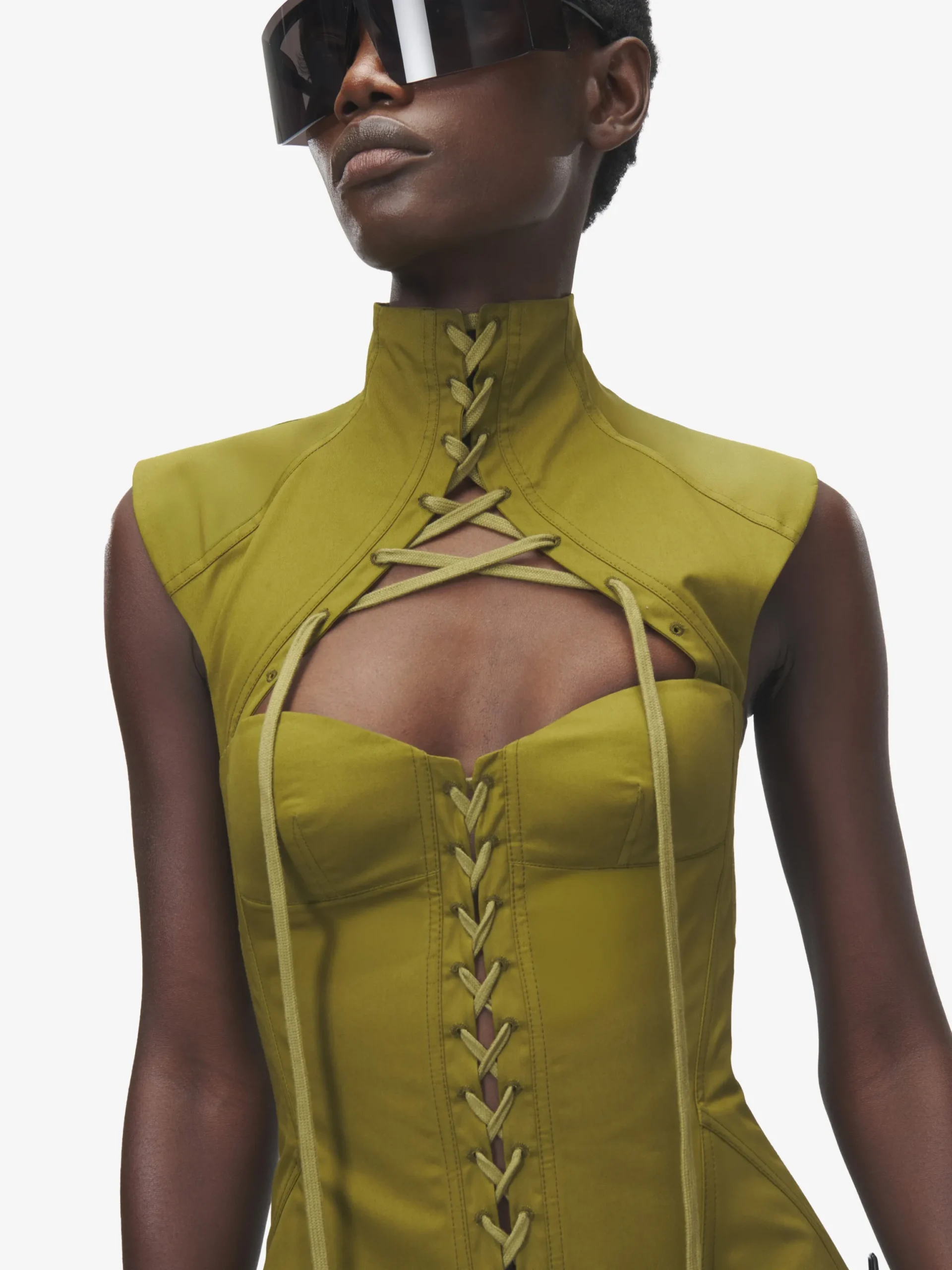 Top a corsetto con cut-out da Donna in Verde oliva