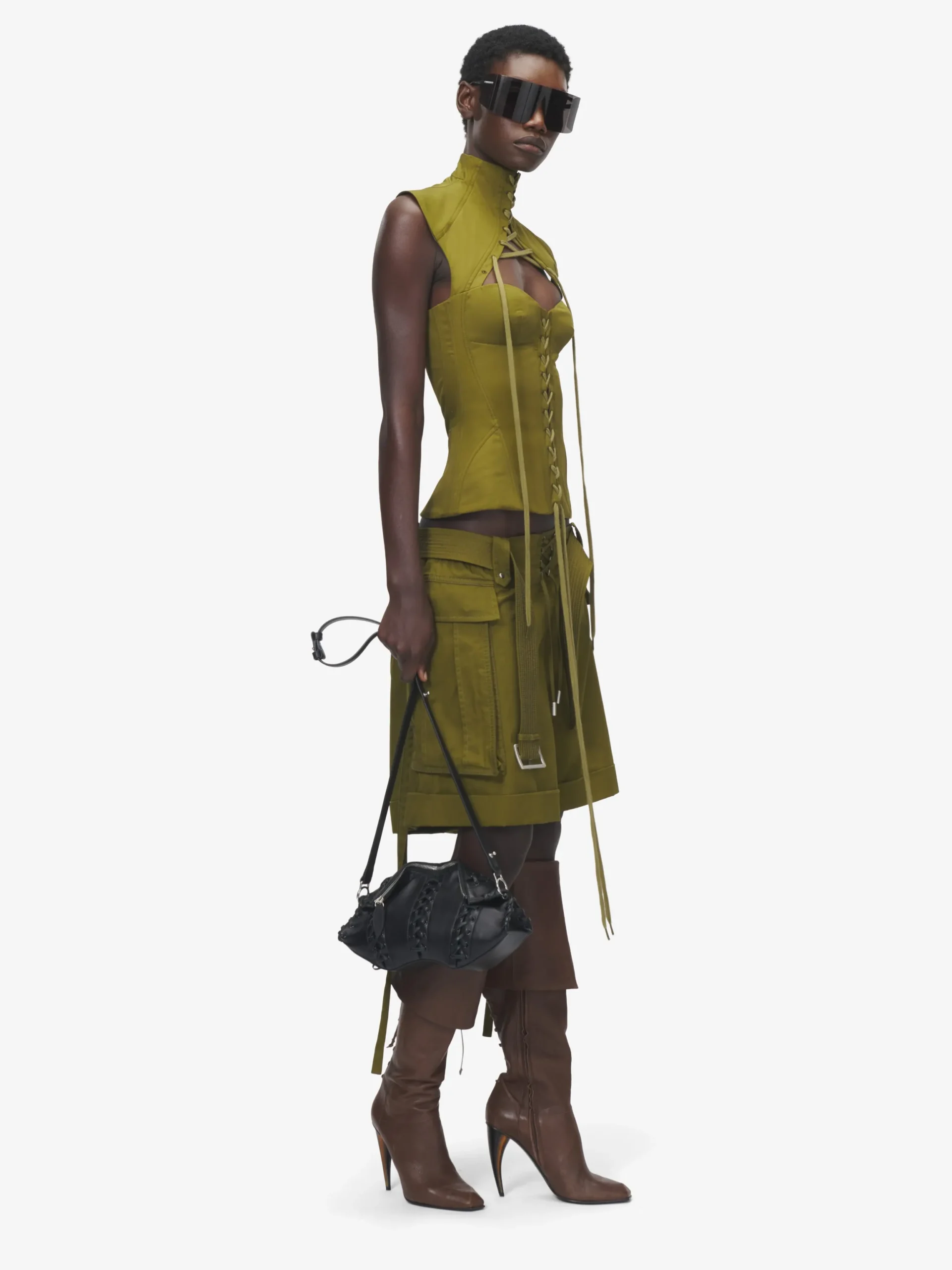 Top a corsetto con cut-out da Donna in Verde oliva