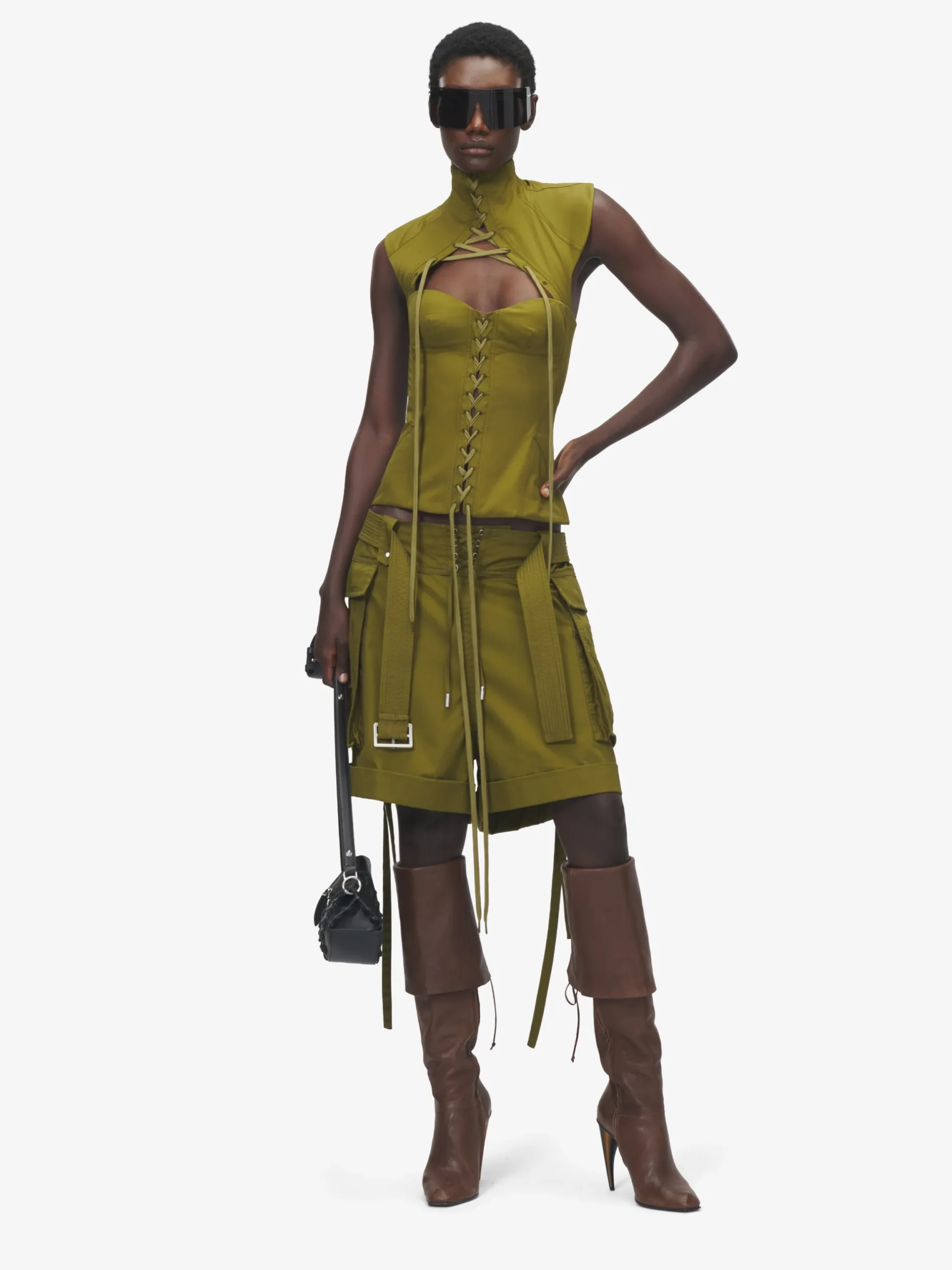 Top a corsetto con cut-out da Donna in Verde oliva