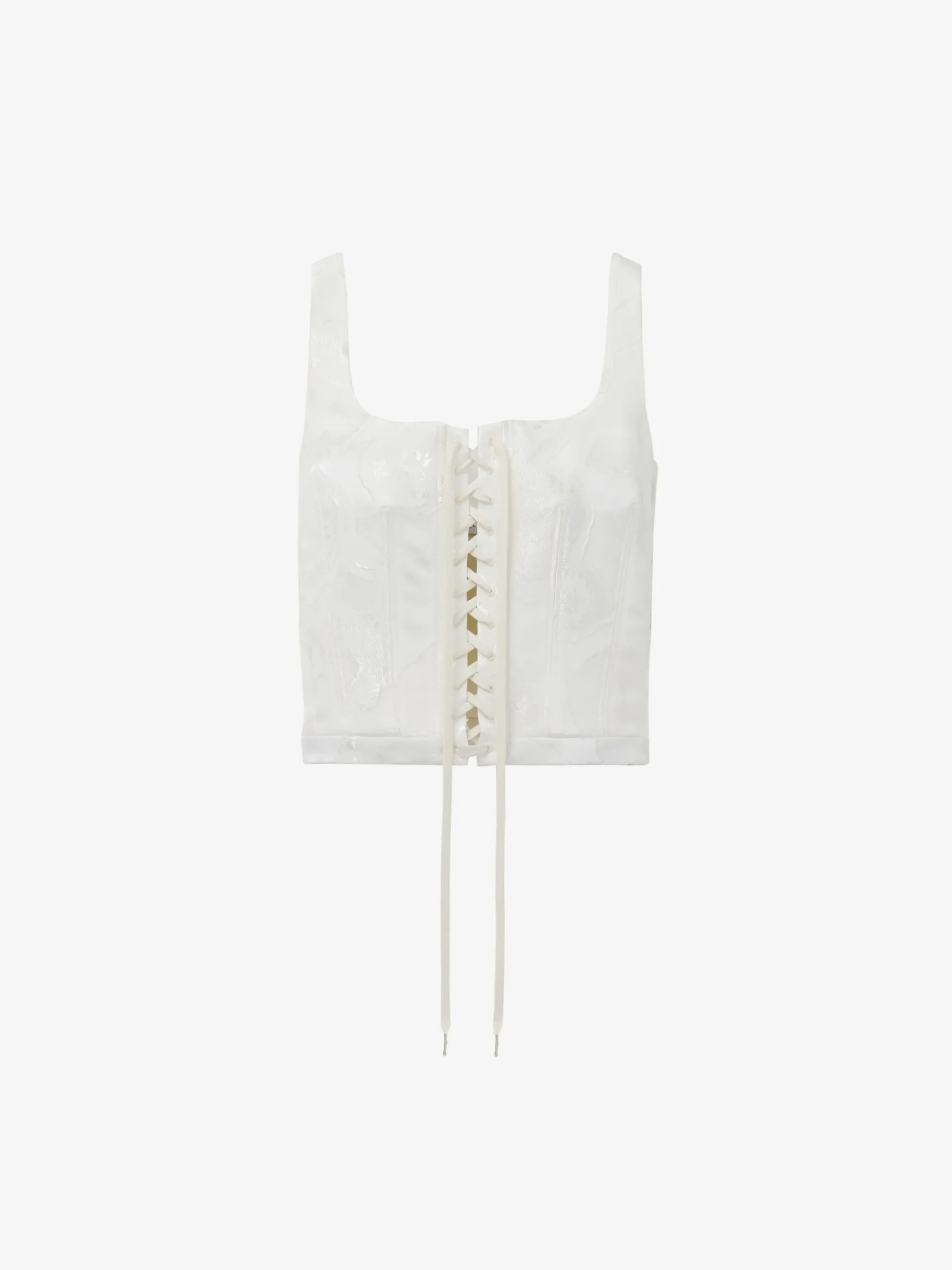 Top a corsetto con motivo floreale in fil coupé da Donna in Avorio