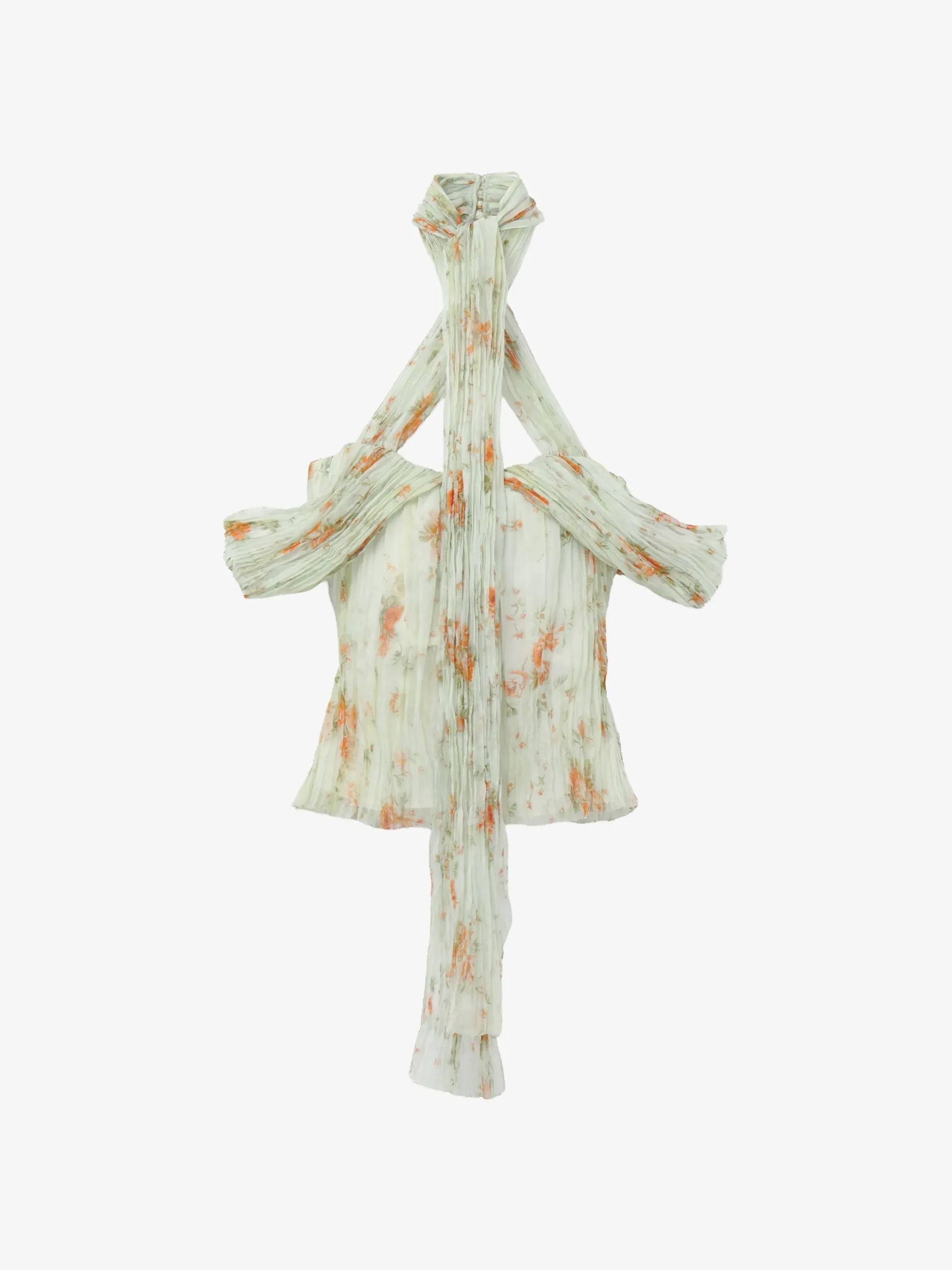 Top a pieghe con motivo floreale da Donna in Pietra/Arancione chiaro
