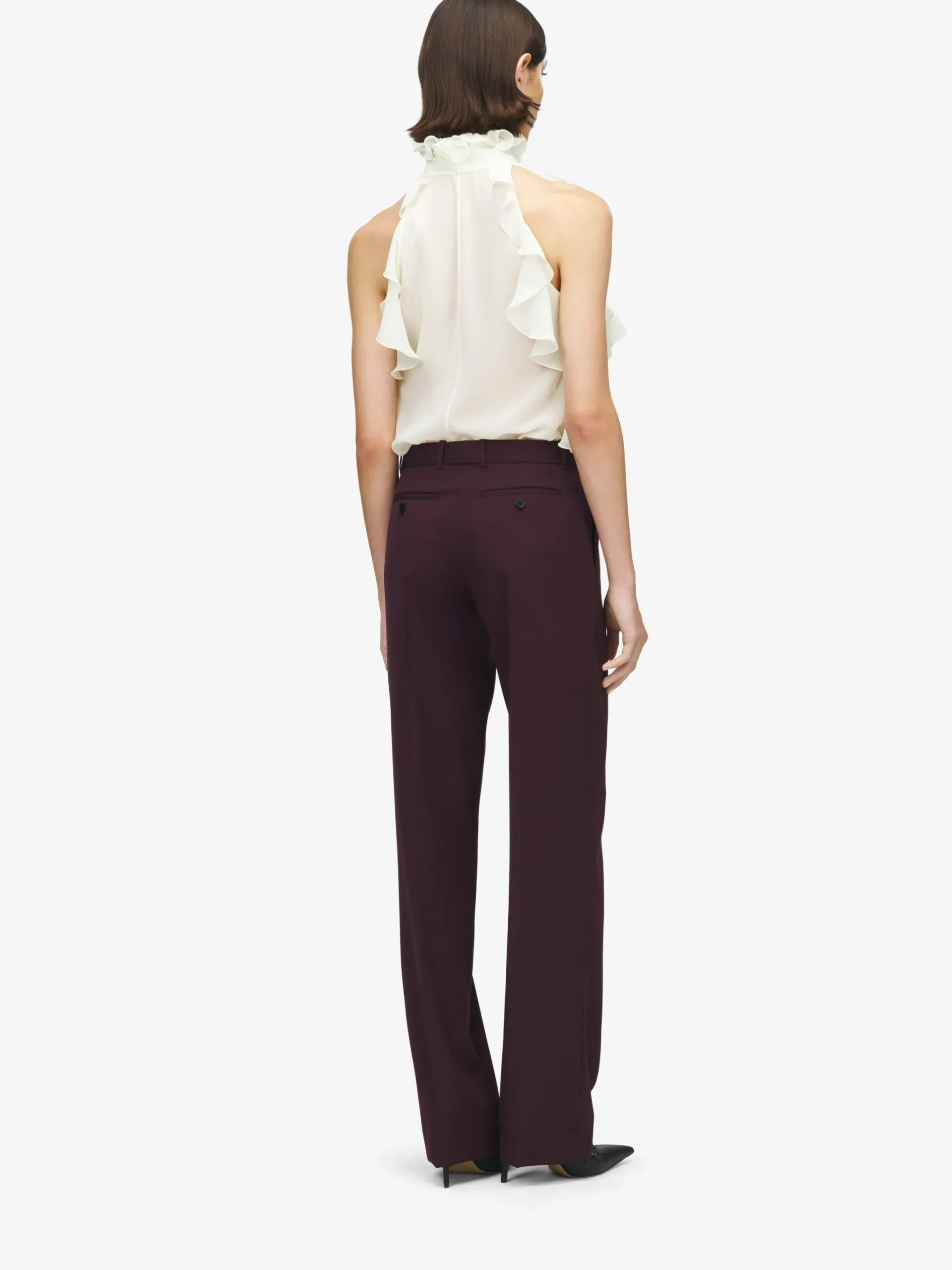 Top con volant da Donna in Crema