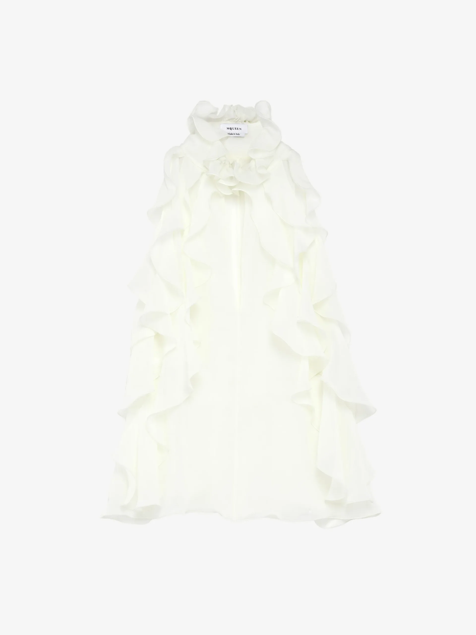 Top con volant da Donna in Crema