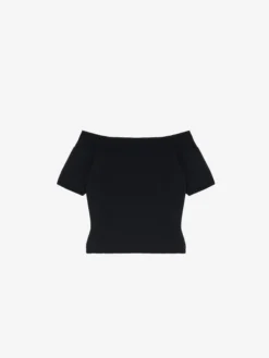 Top in Maglia con Spalle Scoperte da Donna in Nero