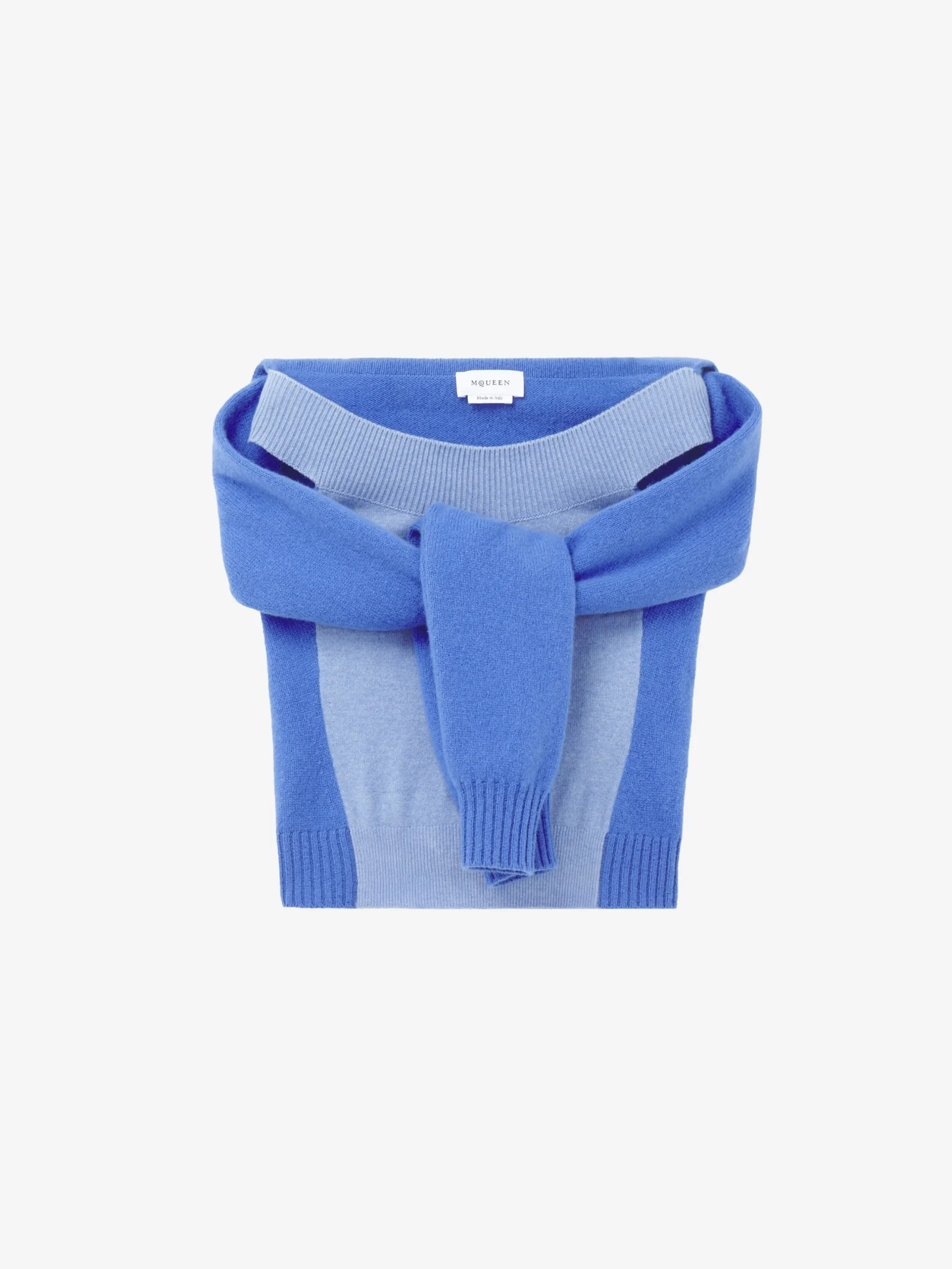 Top in maglia effetto trompe-l’œil in lana e cashmere da Donna in Blu