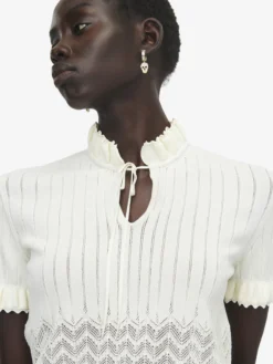 Top in maglia pointelle da Donna in Avorio