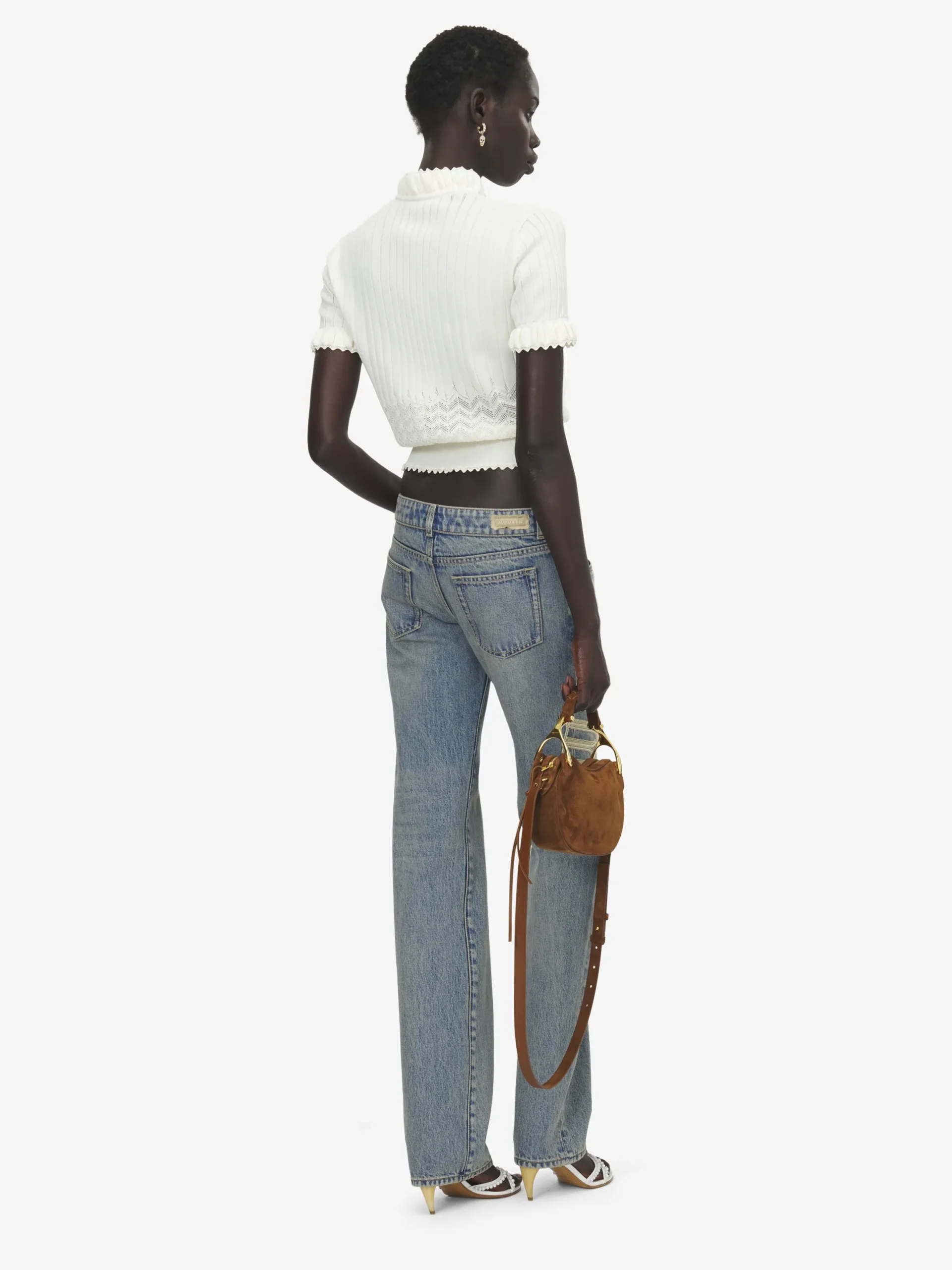 Top in maglia pointelle da Donna in Avorio