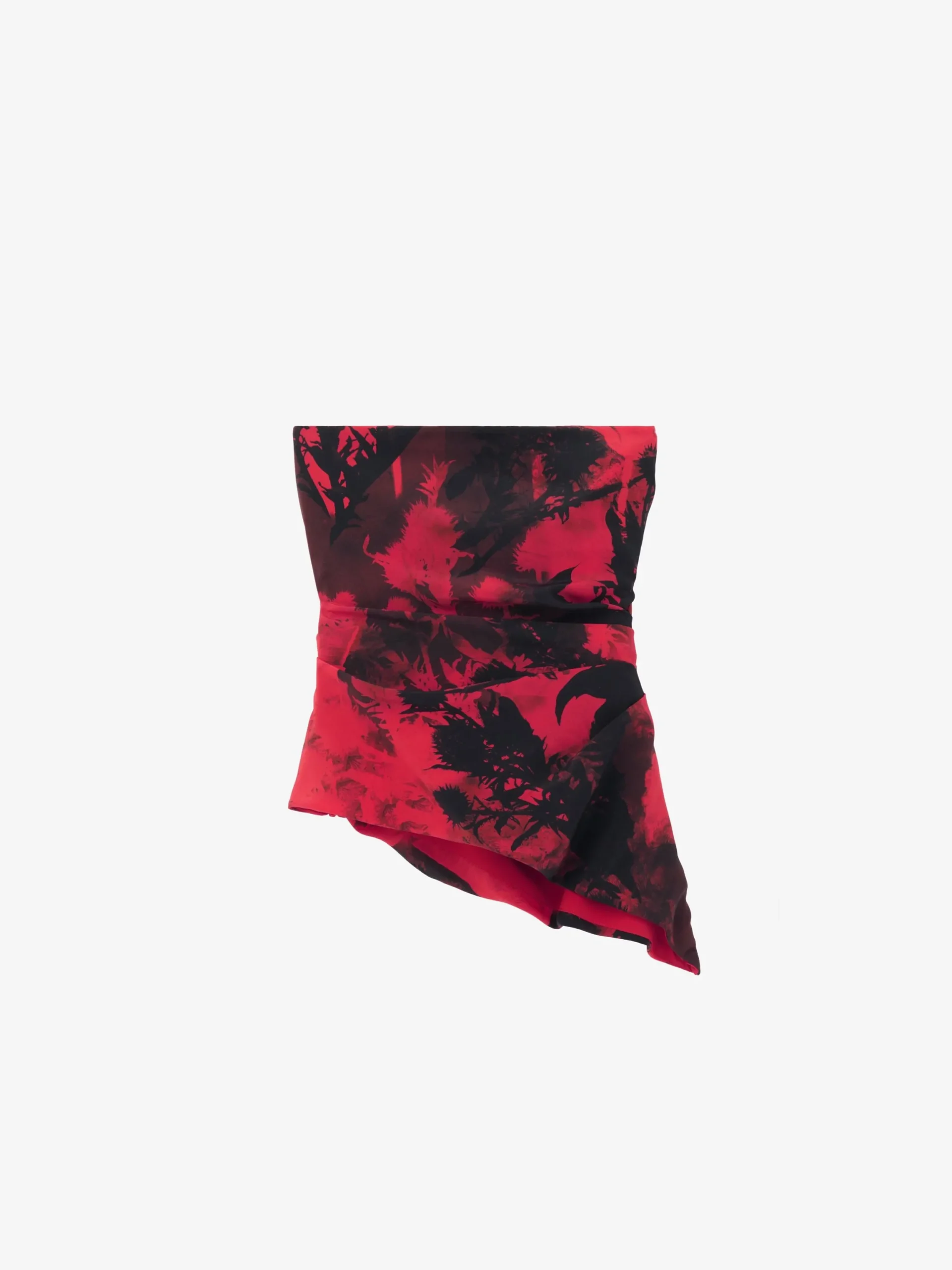 Top senza spalline floreale da Donna in Rosso/Nero