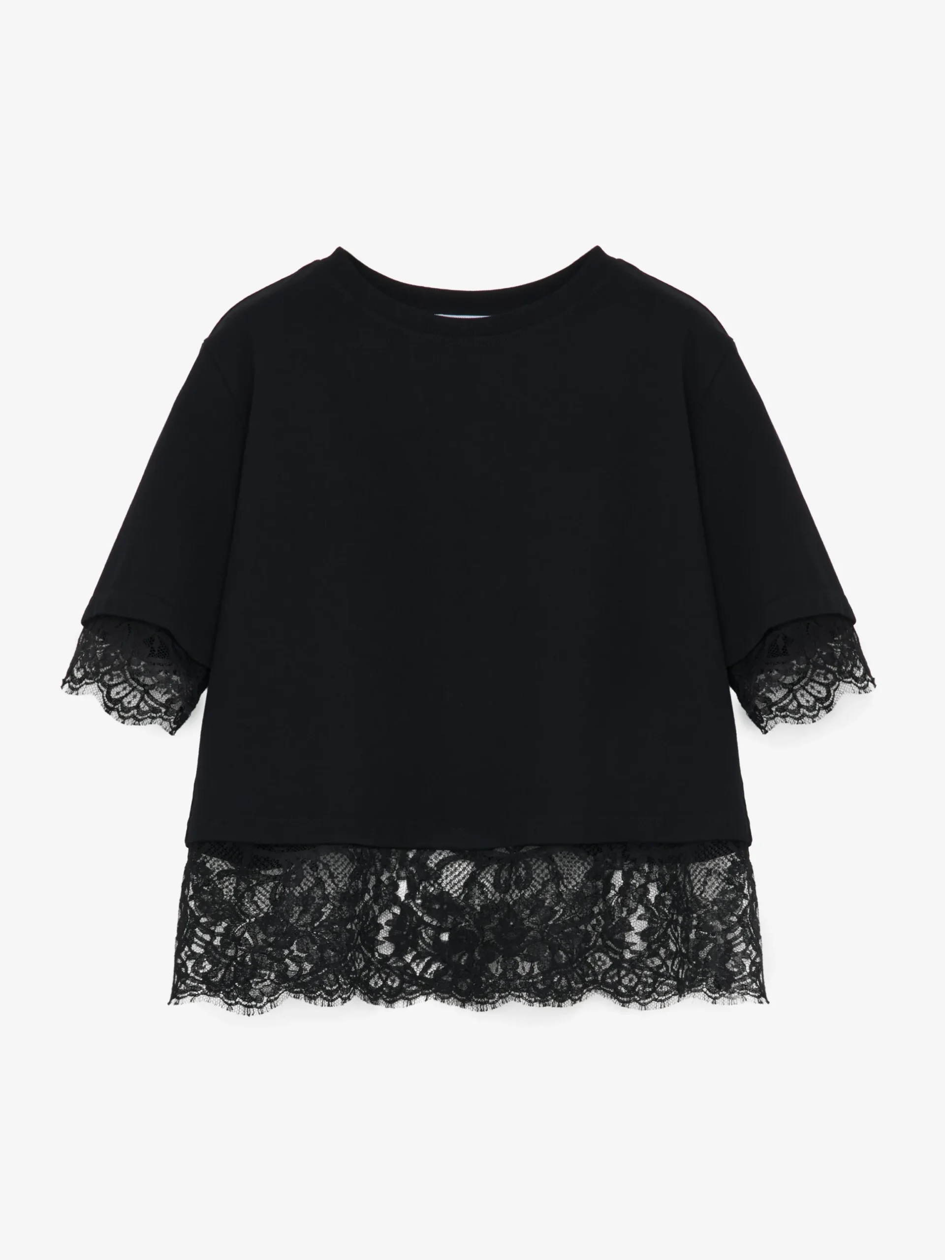 T-shirt con dettagli in pizzo da Donna in Nero