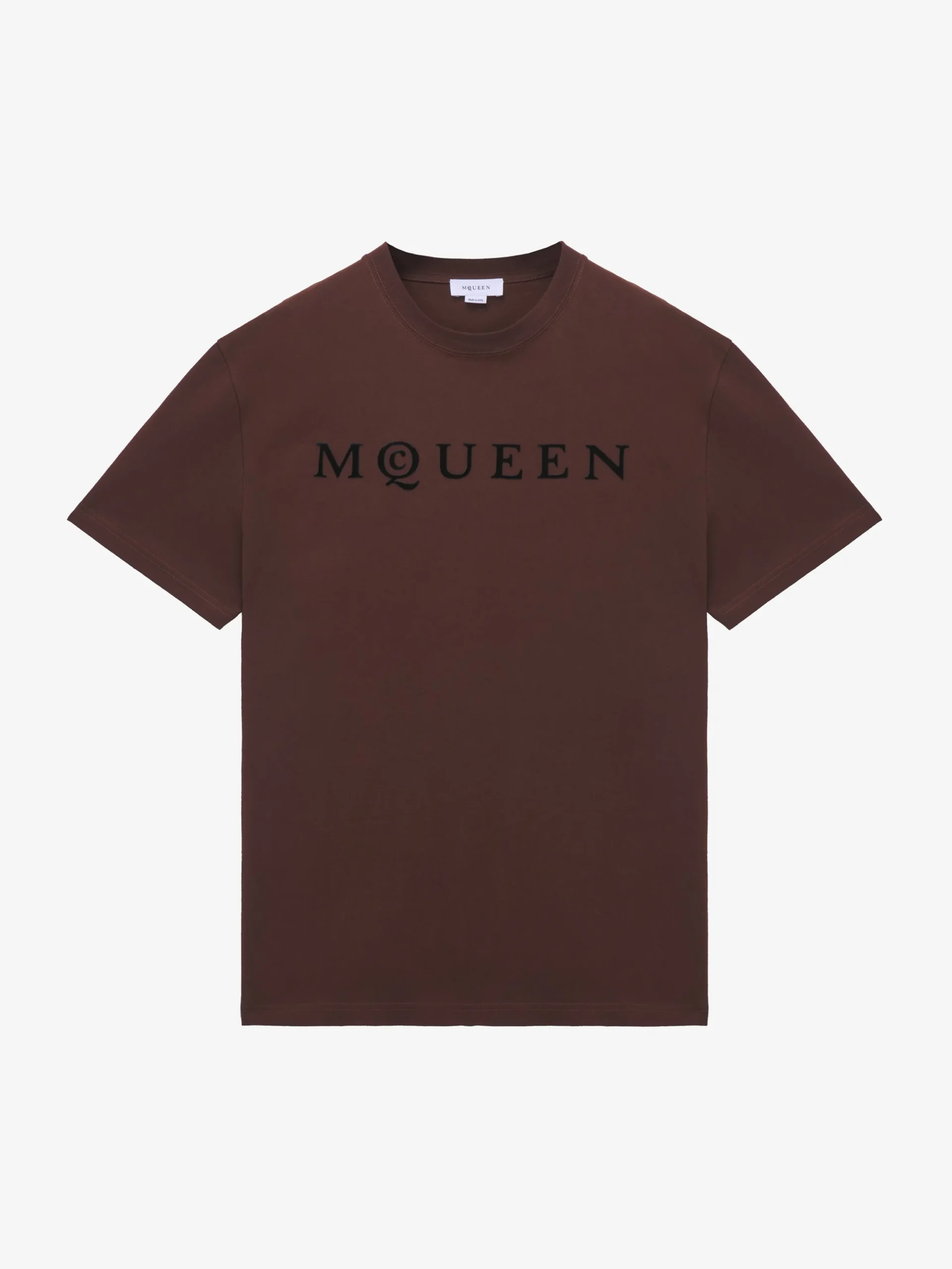 T-shirt con logo McQueen floccato da Uomo in Rosso Scuro