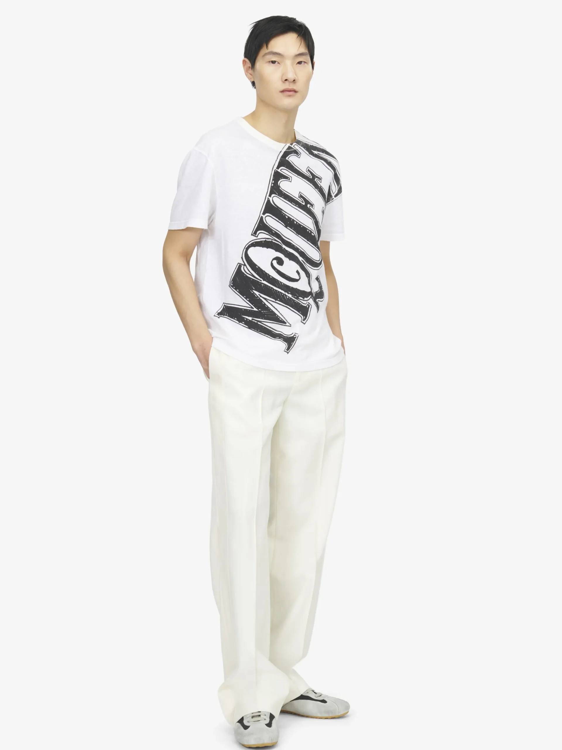 T-shirt con stampa del Sketch Logo da Uomo in Bianco/Nero