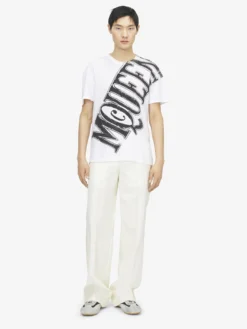 T-shirt con stampa del Sketch Logo da Uomo in Bianco/Nero