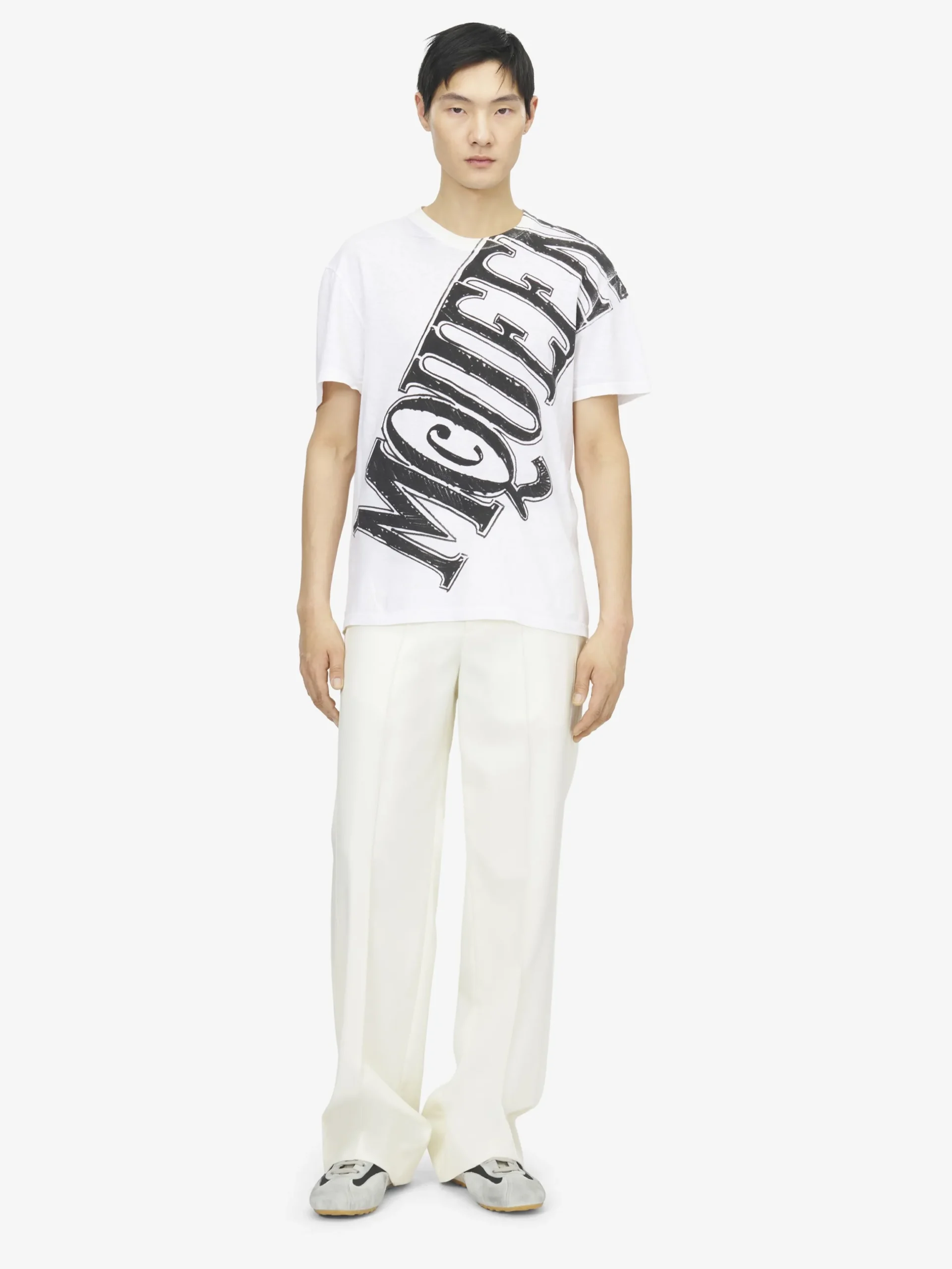 T-shirt con stampa del Sketch Logo da Uomo in Bianco/Nero