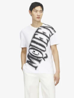 T-shirt con stampa del Sketch Logo da Uomo in Bianco/Nero