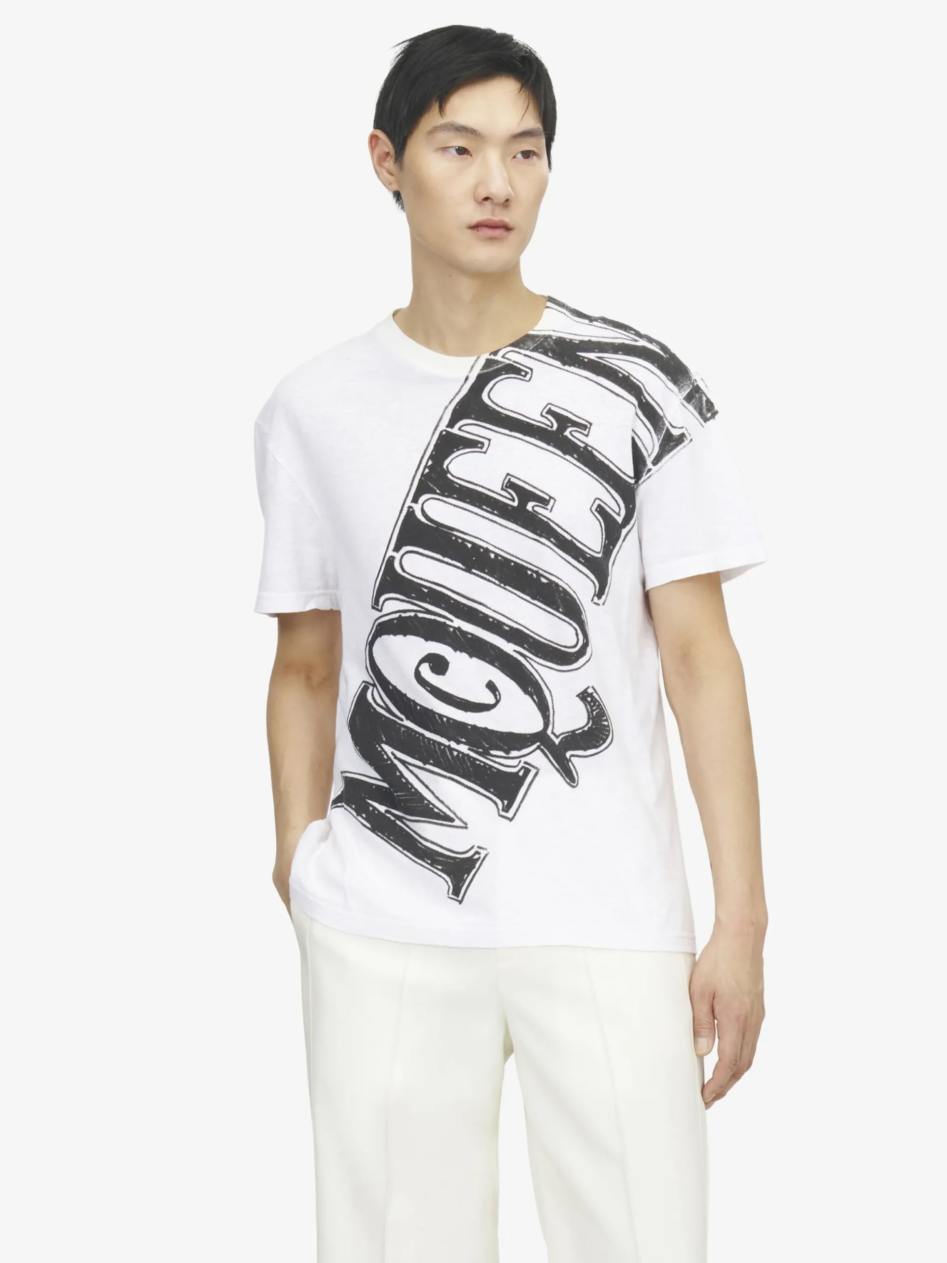 T-shirt con stampa del Sketch Logo da Uomo in Bianco/Nero