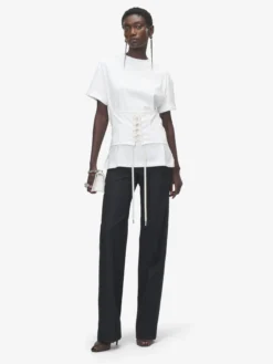T-shirt corsetto da Donna in Avorio