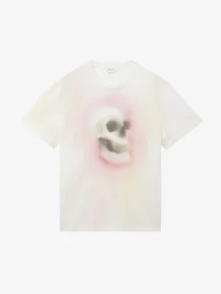 T-shirt Skull aerografata da Uomo in Bianco/Multicolore