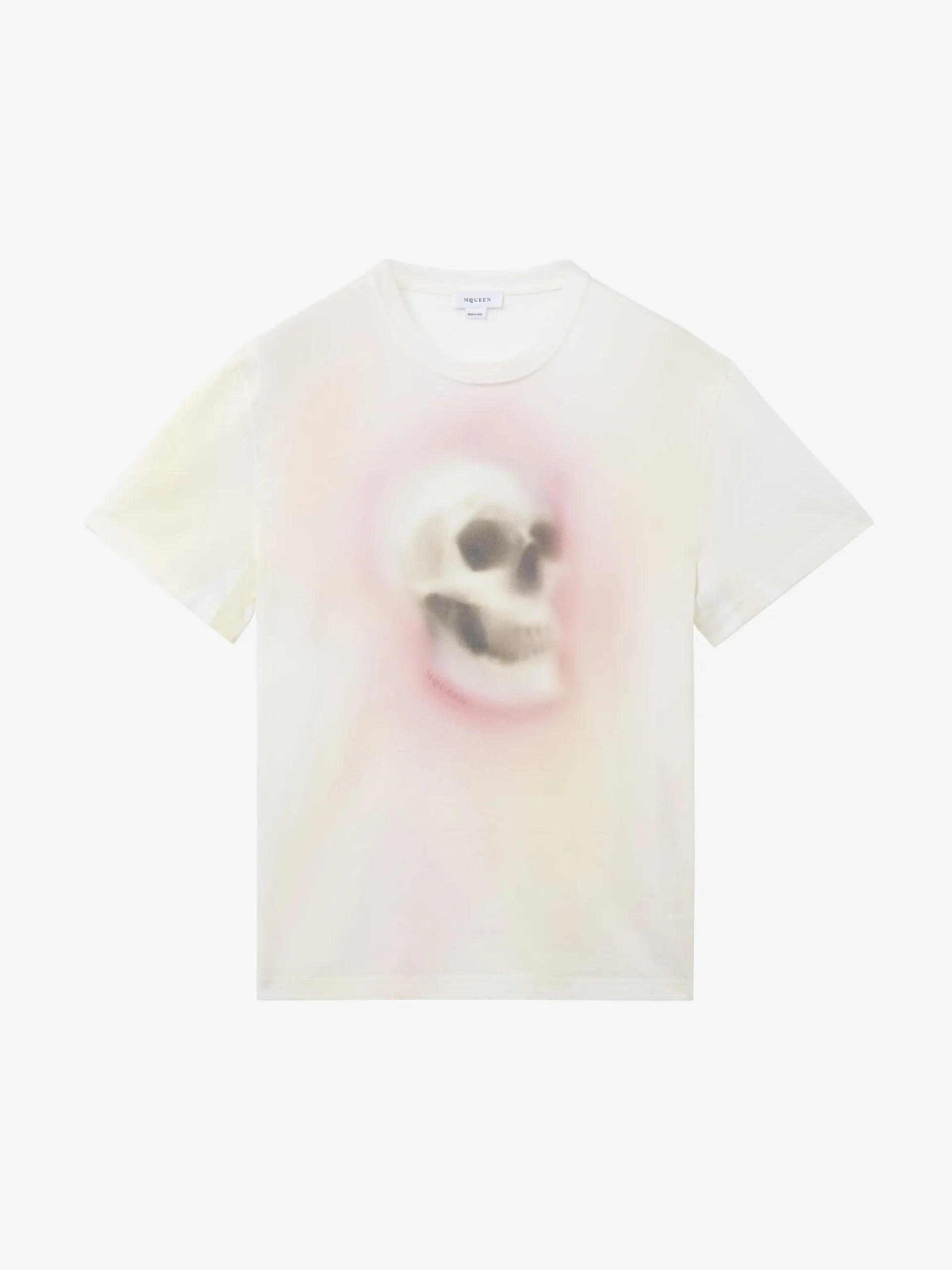 T-shirt Skull aerografata da Uomo in Bianco/Multicolore