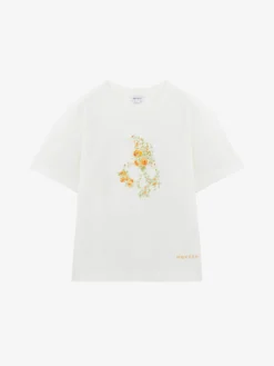 T-shirt Skull floreale da Donna in Avorio