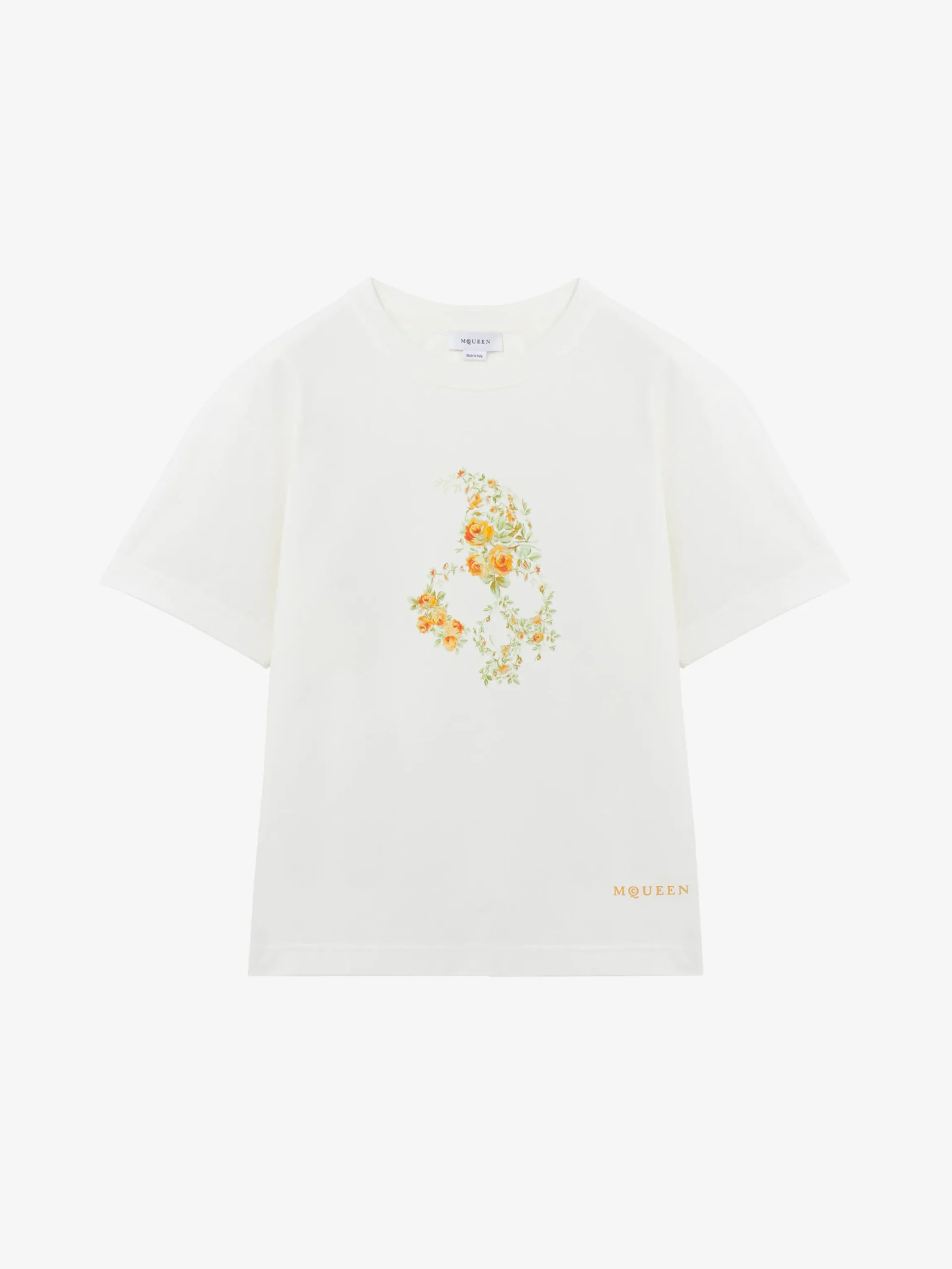 T-shirt Skull floreale da Donna in Avorio