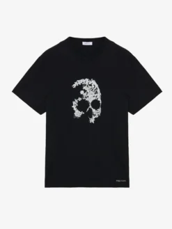 T-shirt Skull in pizzo da Uomo in Nero