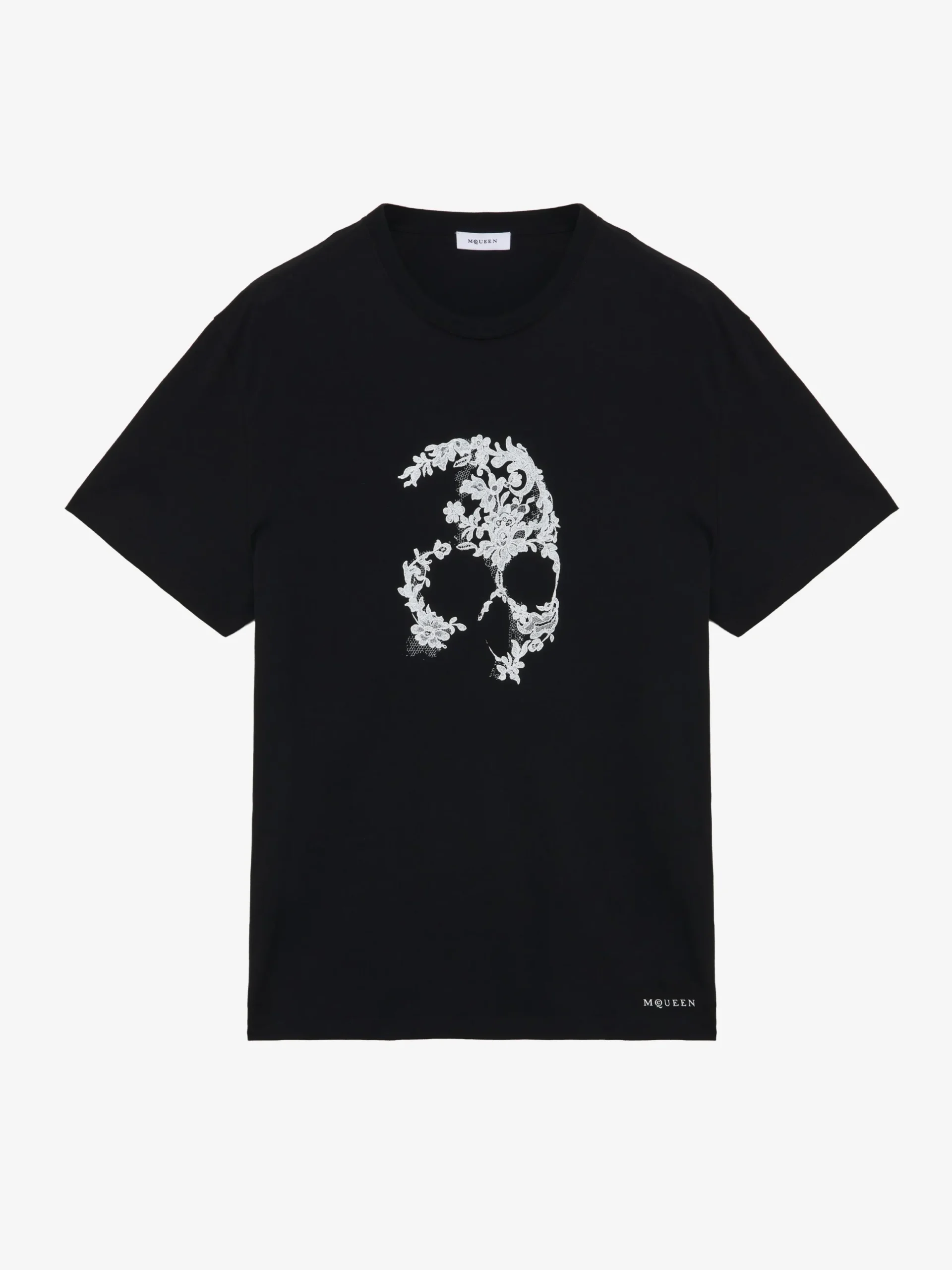 T-shirt Skull in pizzo da Uomo in Nero