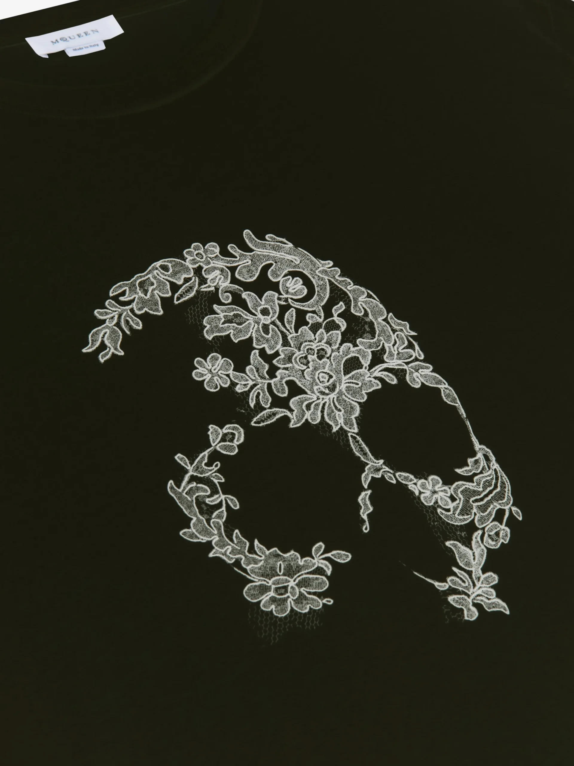 T-shirt Skull in pizzo da Uomo in Nero